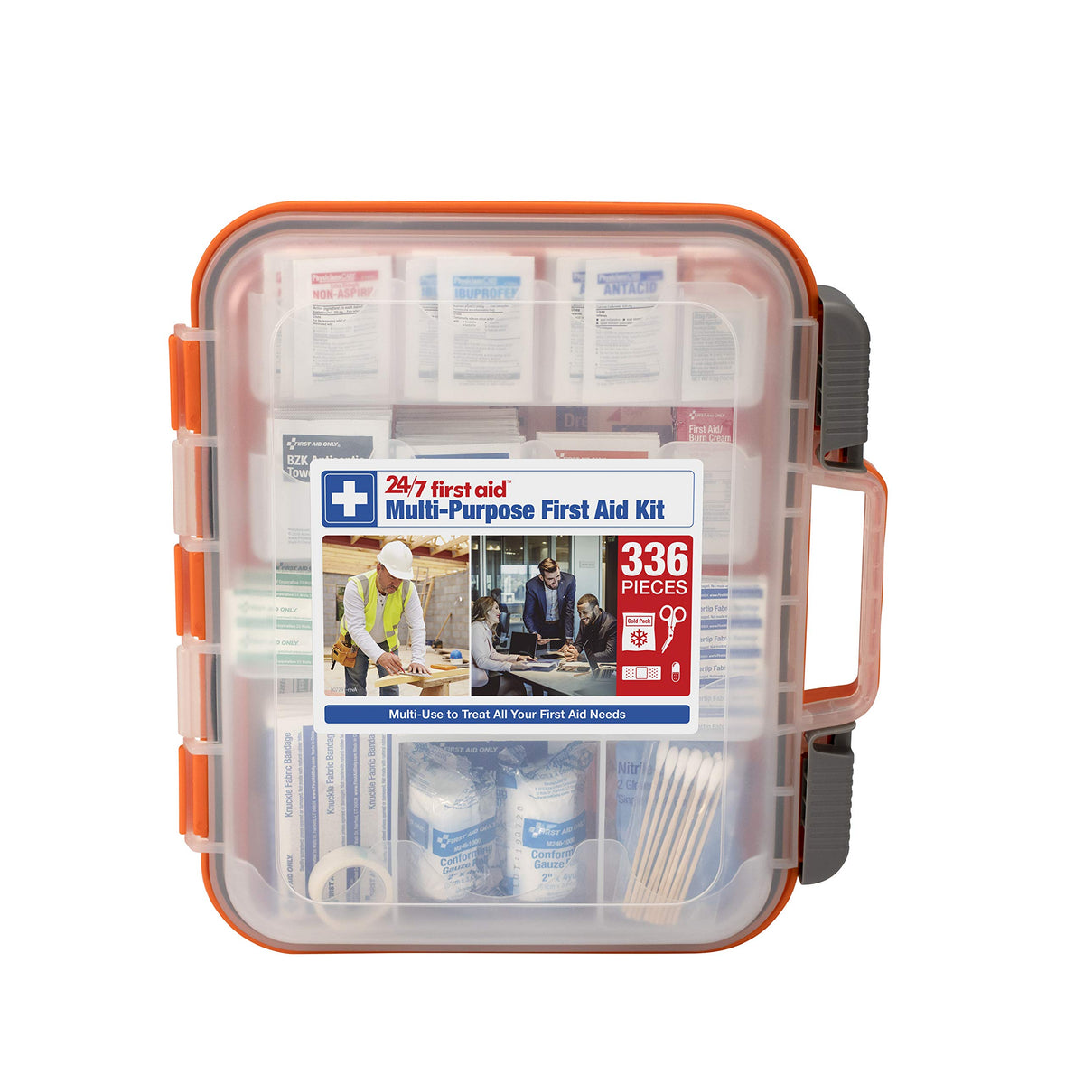 24/7 First Aid kit front view in durable case for quick access.