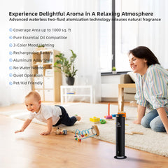 2ndAroma Waterless Diffuser Starter Cordless Operation highlights freedom from outlets