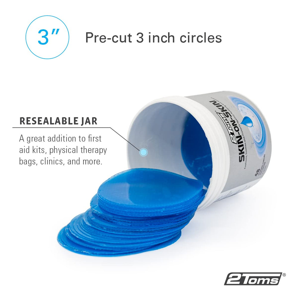 2Toms Skin-On-Skin Circles sport-use application for friction protection.
