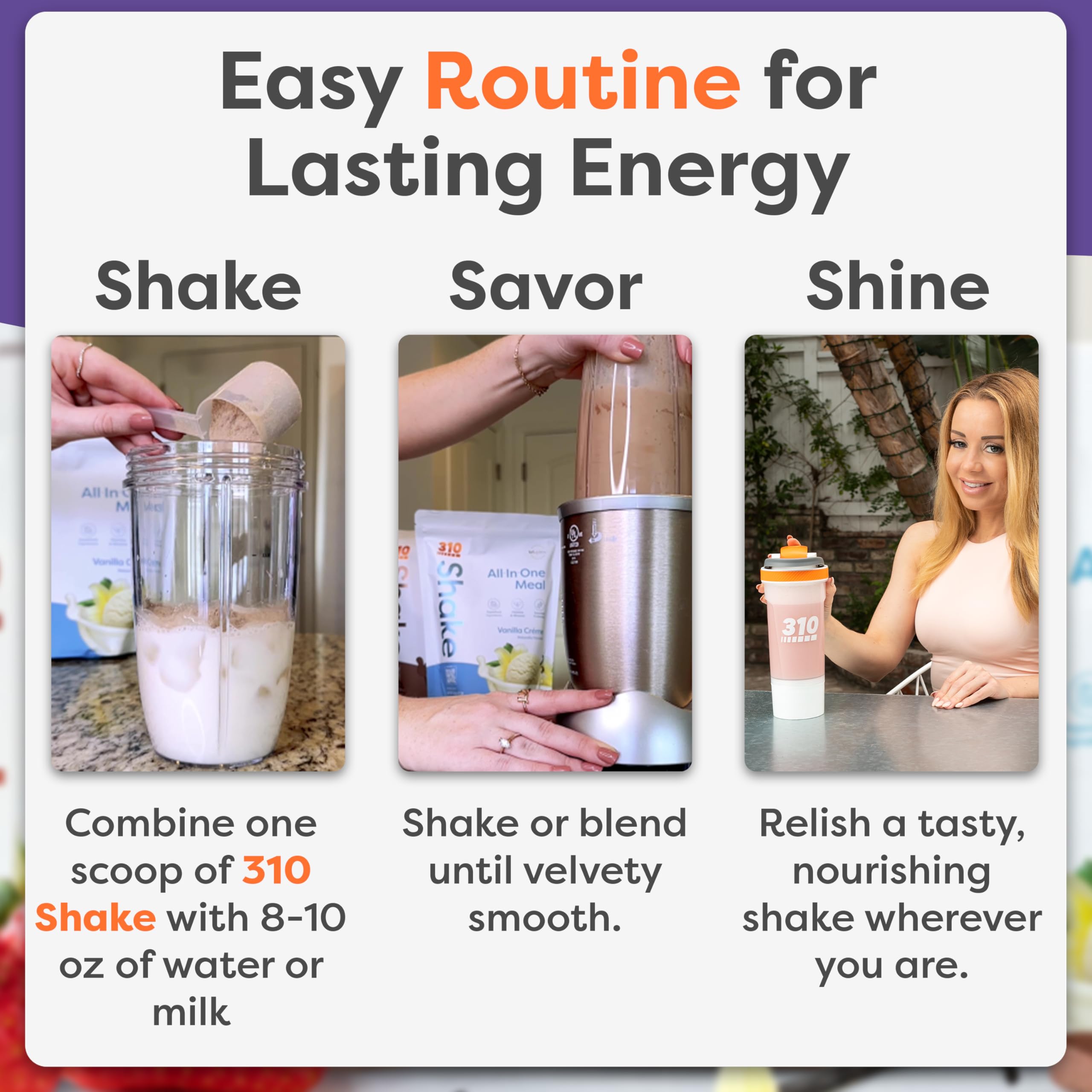 310 Nutrition all-in-one shaker cup included for on the go shakes