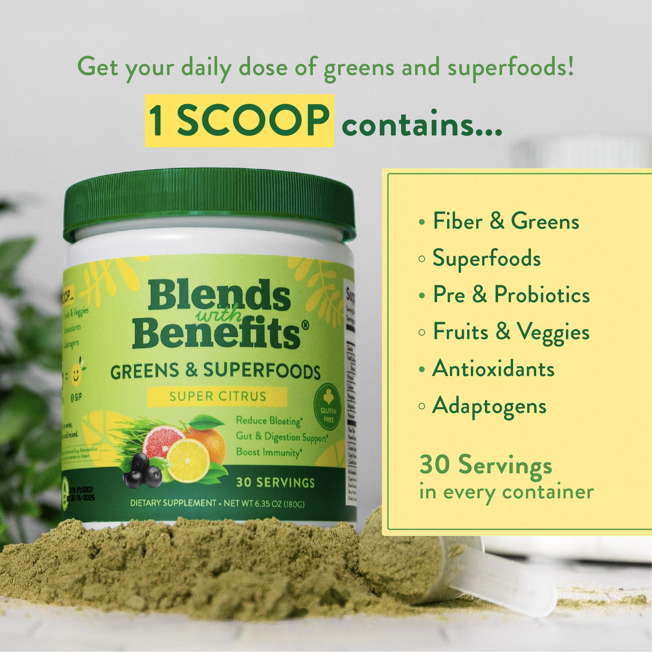 360 Nutrition glass of green shake demonstrates quick, convenient daily nutrition.