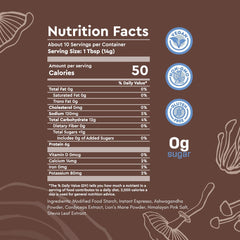360 Nutrition instant-mushroom-coffee-packaging close-up showing dark roast and no added sugar