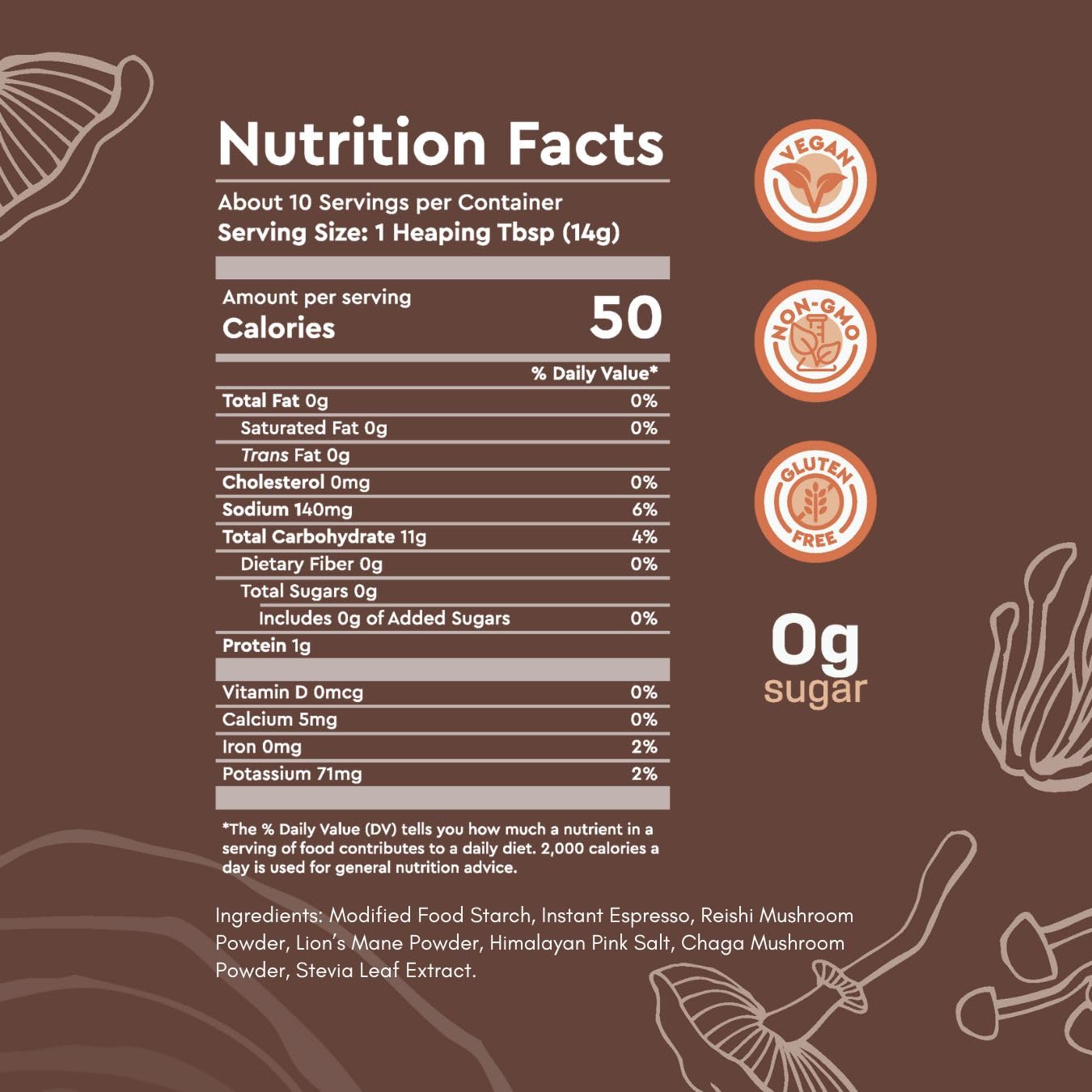 360 Nutrition instant mushroom coffee with reishi close-up highlights calm focus potential.