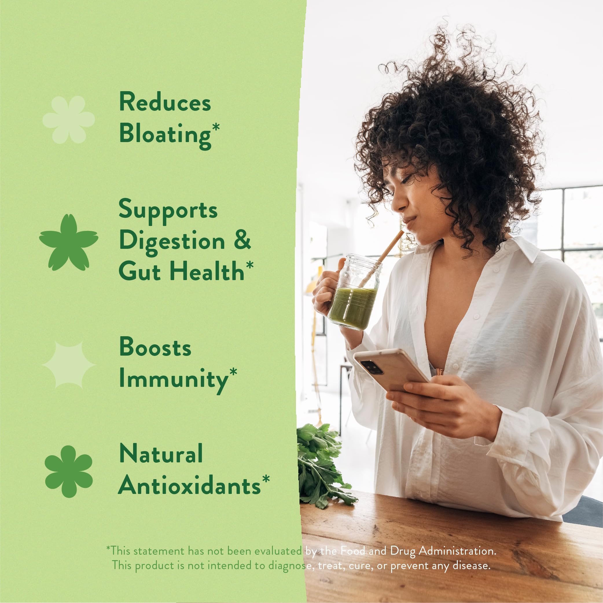 Colorful greens and fruits blend in 360 Nutrition Super Greens powder