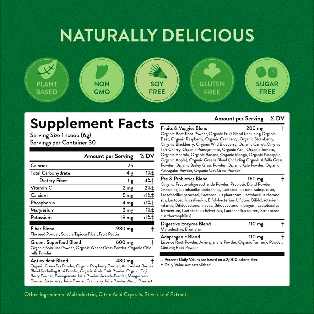 Prebiotic and probiotic blend supports gut-friendly daily routine in 360 Nutrition Super Greens