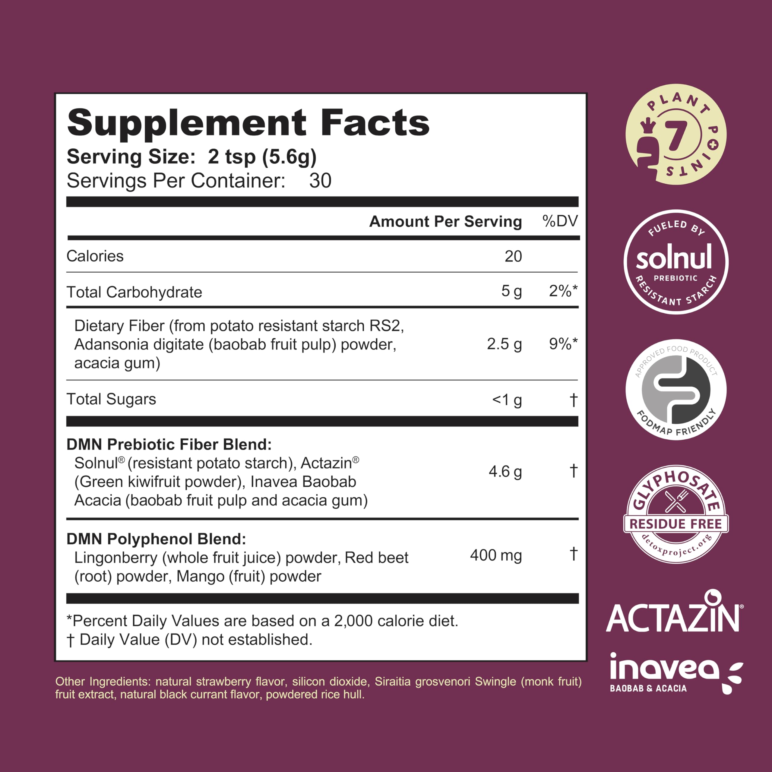 38TERA DMN plant-based ingredients collage ready to support gut health
