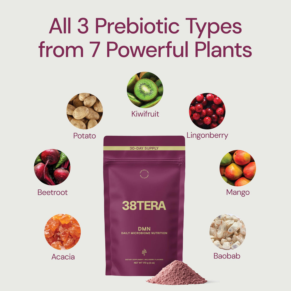 38TERA DMN vegan gluten-free packaging highlighting low FODMAP features