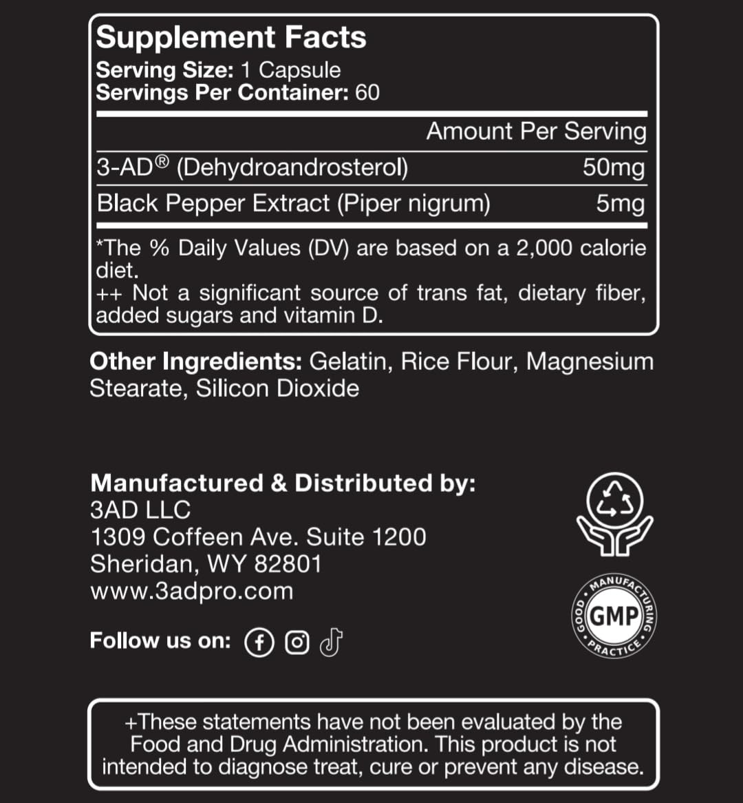 3AD Black Series capsules front view for lean muscle and energy support