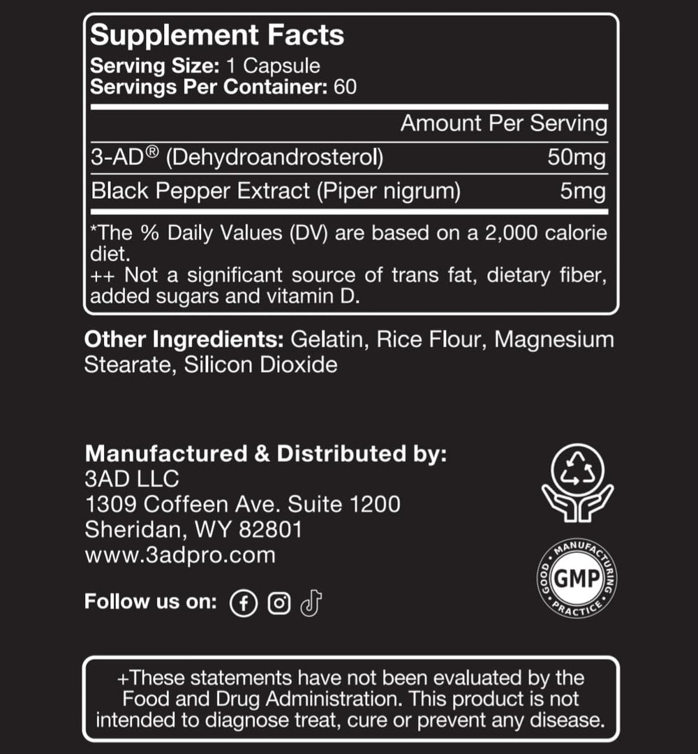 3AD Black Series capsules front view for lean muscle and energy support