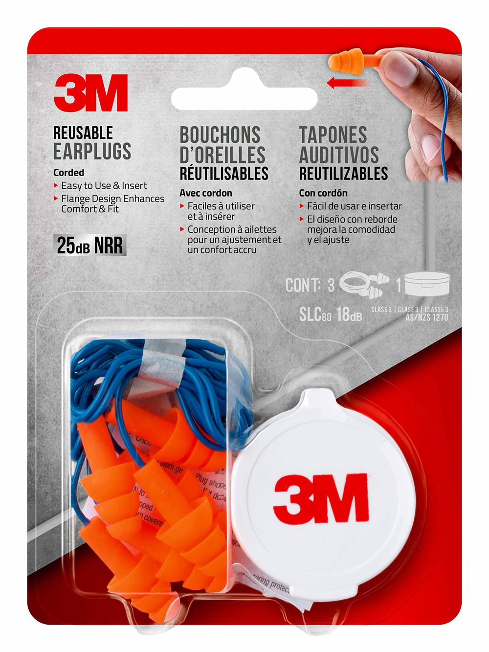 Bright orange 3M earplugs improve visibility and safety on busy jobsites