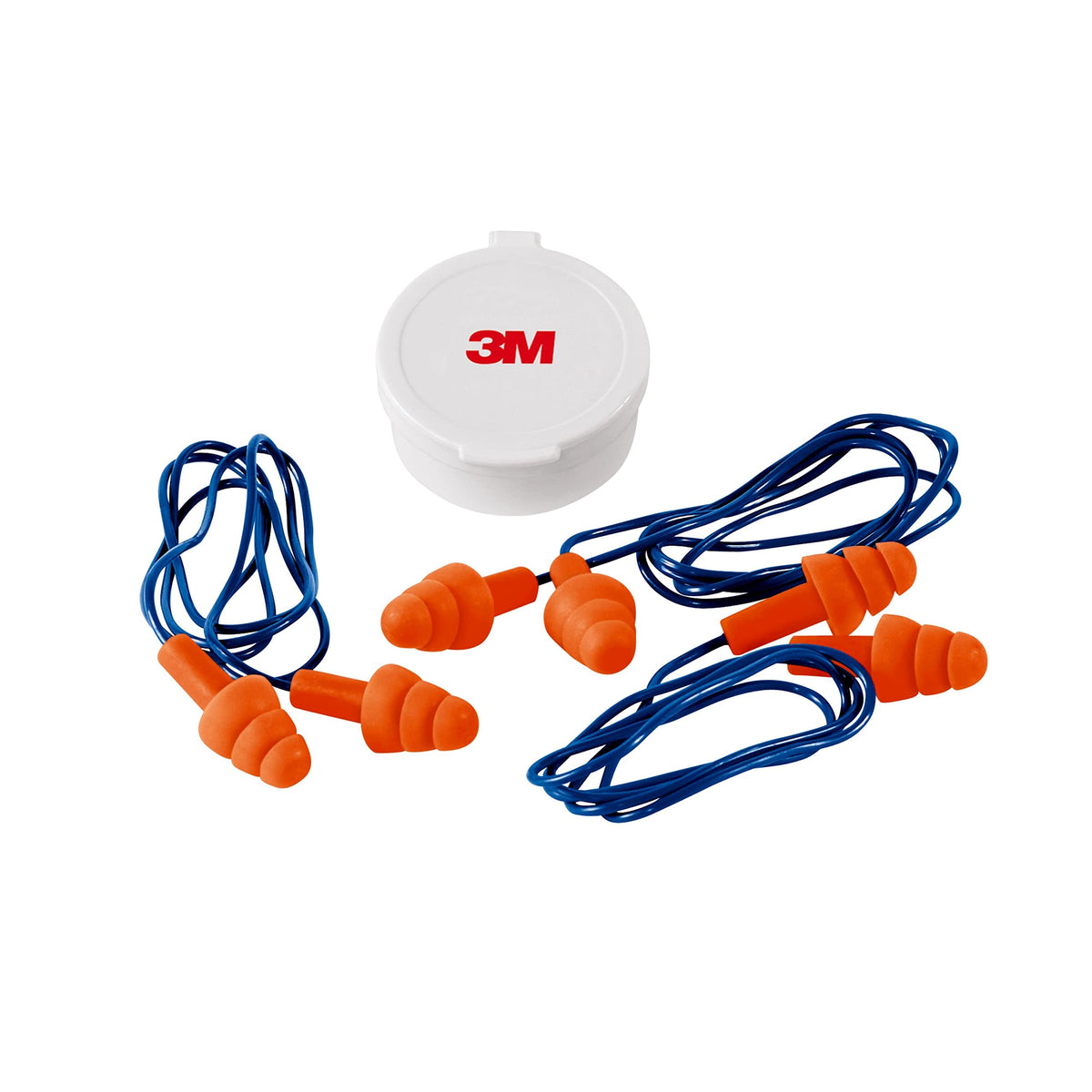3M Corded Reusable Earplugs with pliable tri-flange for secure noise protection