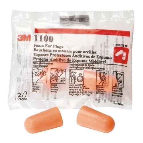 3M foam ear plugs one-size fit all for versatile use.