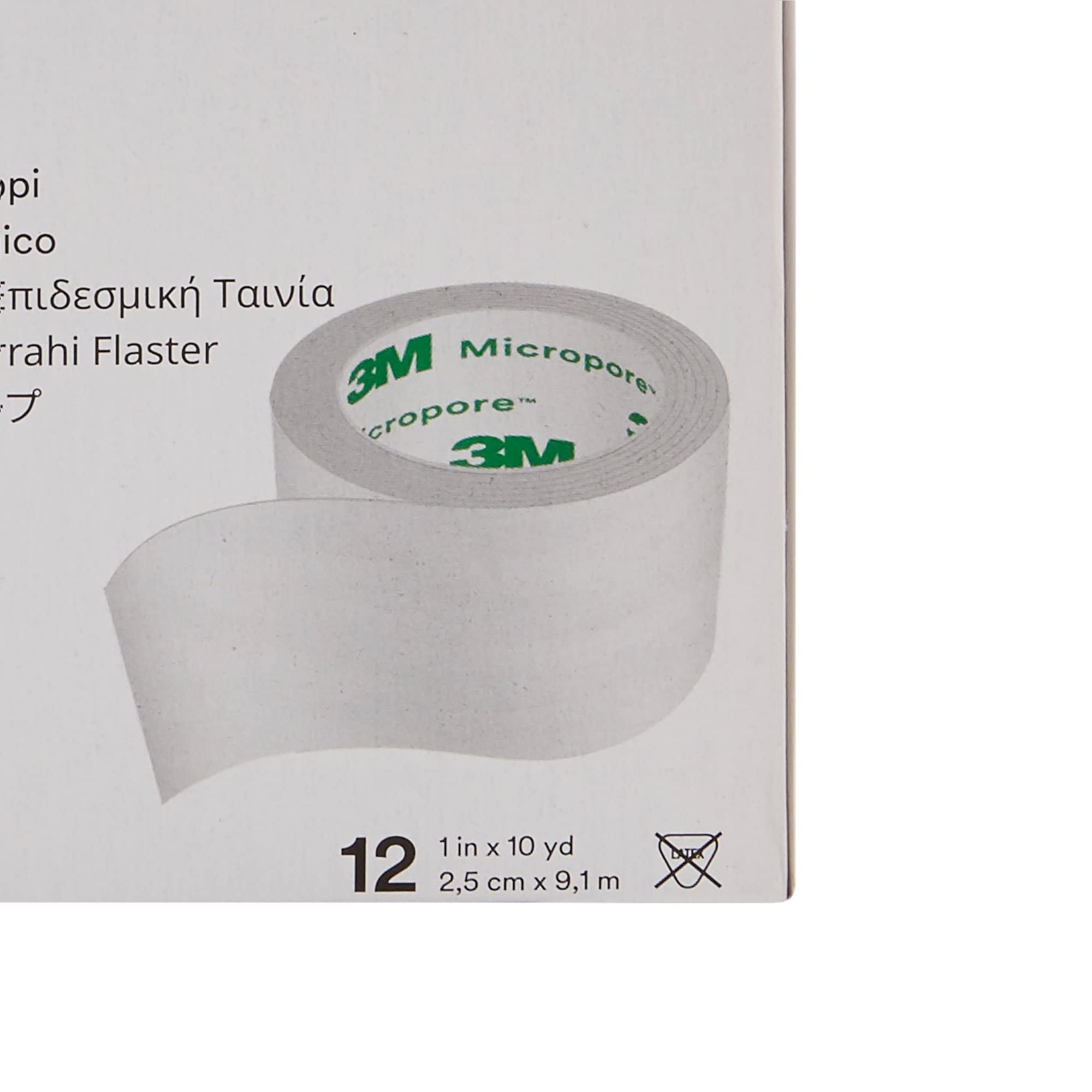 Empaque de caja 12 unidades de 3M Micropore, fácil almacenamiento