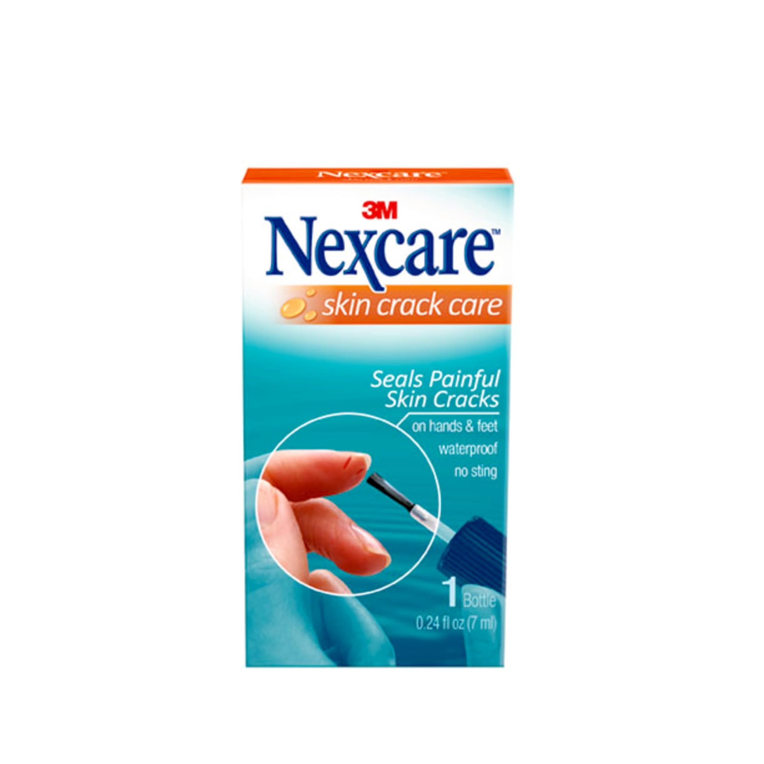 3M Nexcare Skin Crack Care brush applicator coating a crack