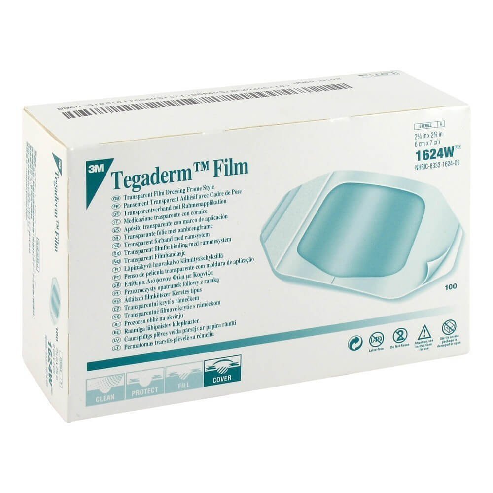 3M Tegaderm 1624W transparent dressing on skin provides secure adhesion and comfort during use.