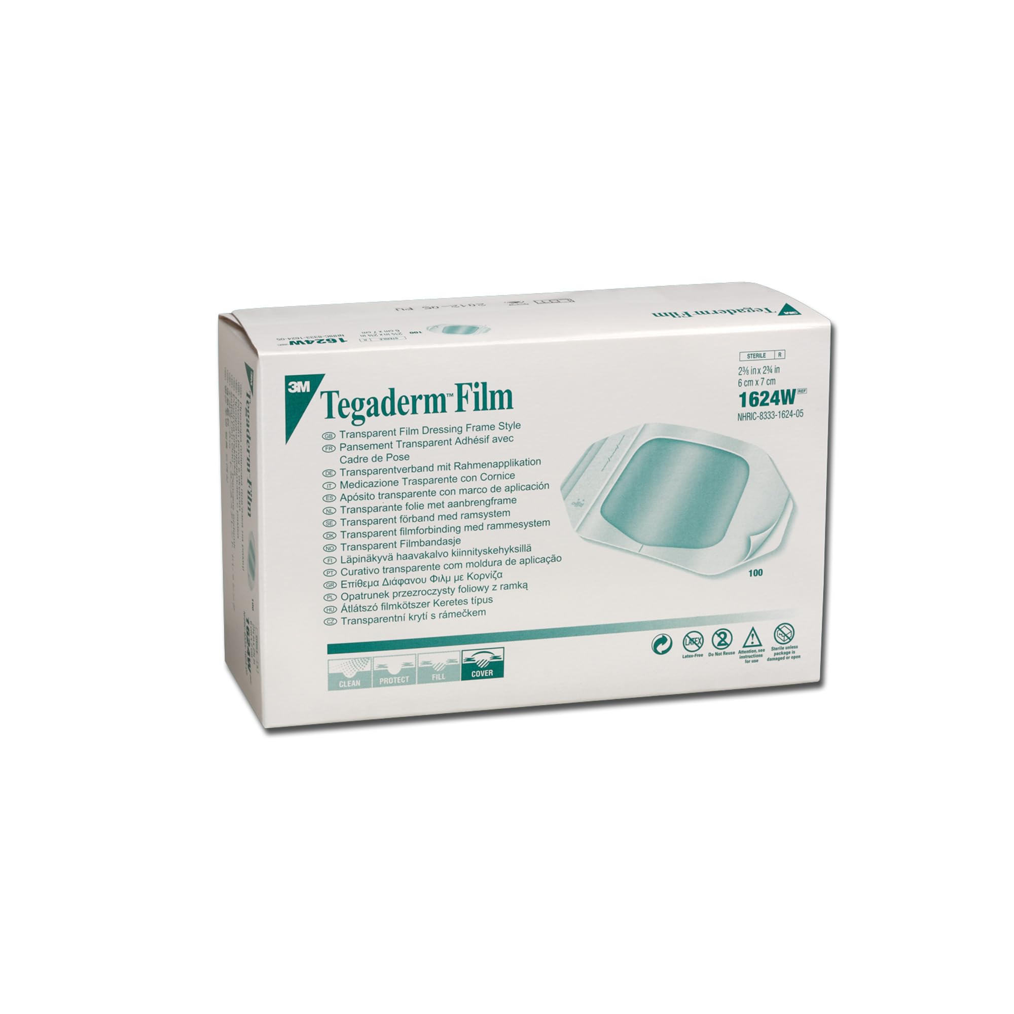 Hypoallergenic adhesive close-up on 3M Tegaderm frame-style dressing