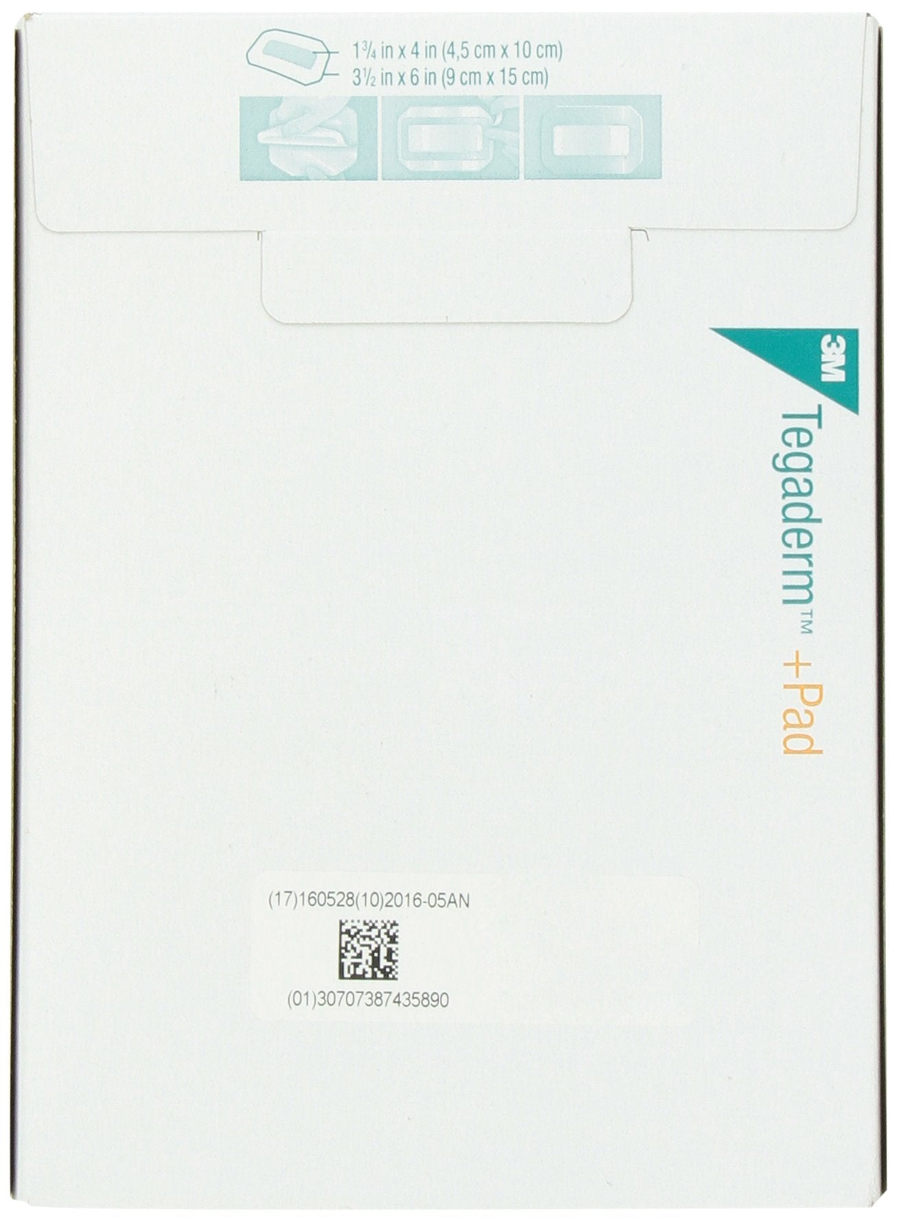 3M Tegaderm +Pad film dressing packaging demonstrates sterile, waterproof barrier for wound protection