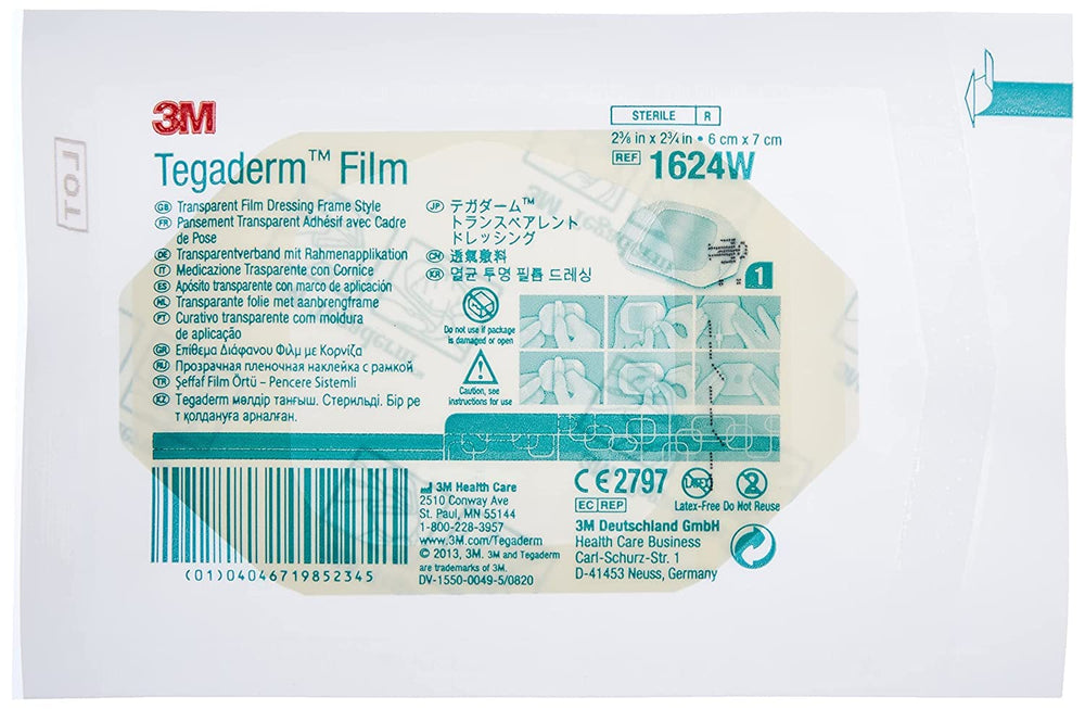 3M Tegaderm frame-style dressing provides discreet wound coverage.