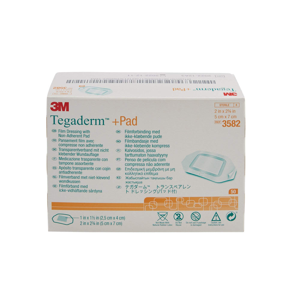 3M Tegaderm non-adherent pad minimizes sticking for gentle removal and wound care.