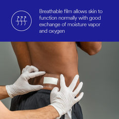 3M Tegaderm +Pad film dressing applied on the arm for flexible wear.