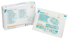 3M Tegaderm +Pad film dressing pack shows sterile protection and easy application.