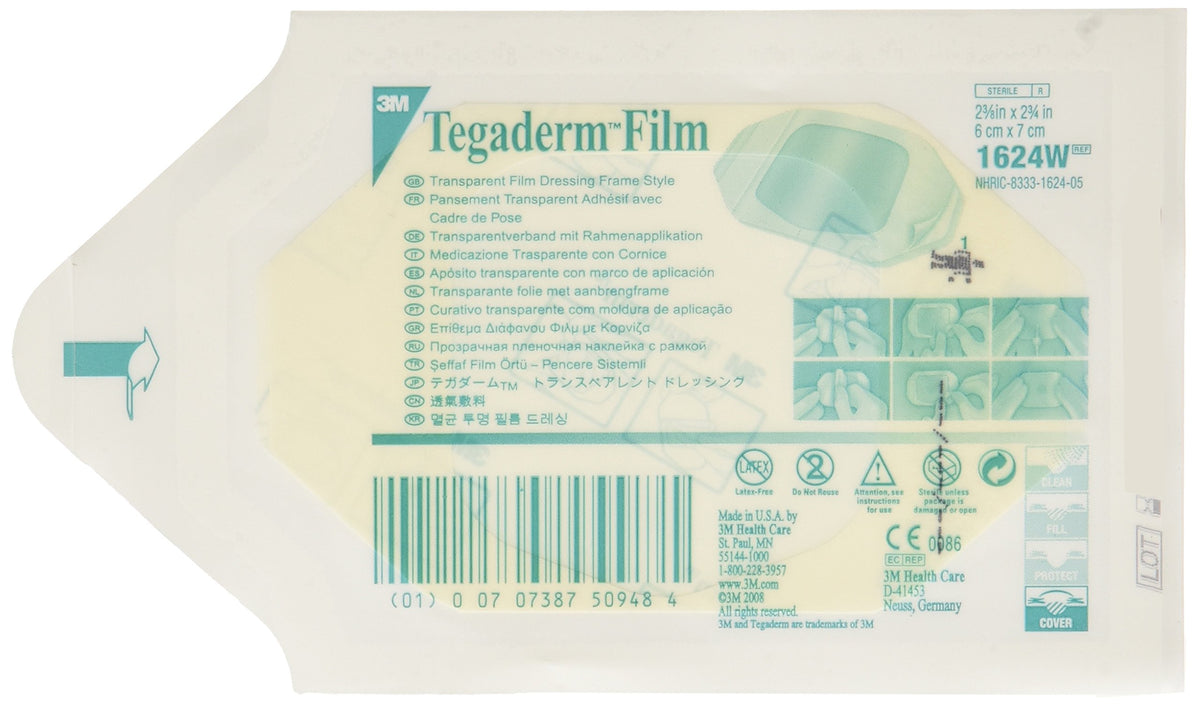3M Tegaderm transparent film dressing in picture frame style shows clear visibility for wound sites