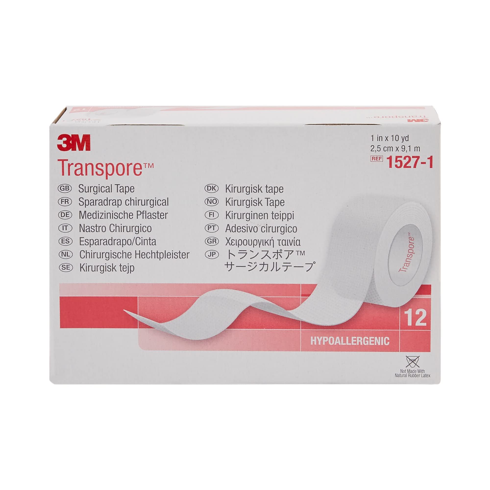 3M Transpore latex-free and hypoallergenic tape ideal for sensitive skin.