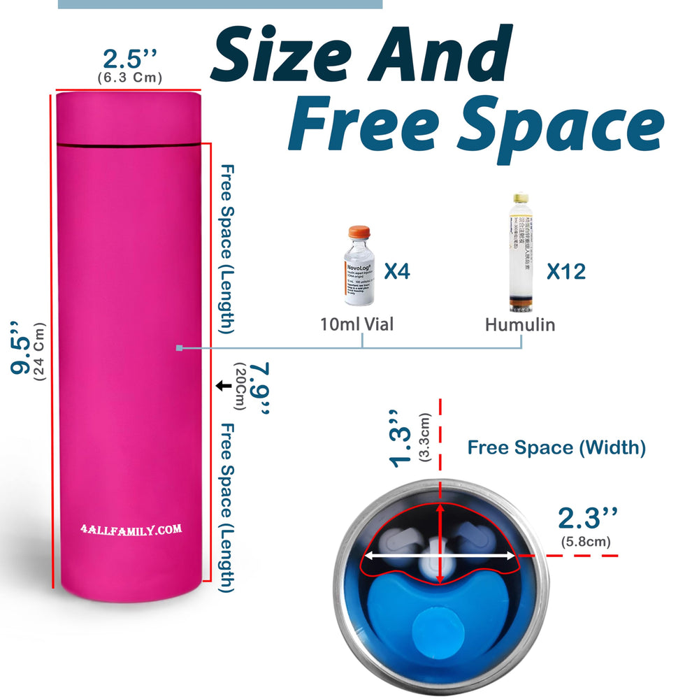 4ALLFAMILY Nomad Medium Pro insulin cooler pink, insulated bag adds extra temperature stability.
