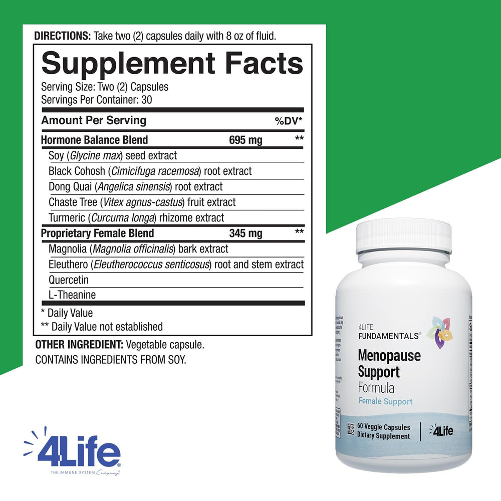 4Life BioGenistein Ultra label close-up showing key ingredients like soy isoflavones and black cohosh.