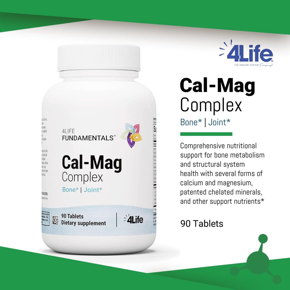 4Life Cal-Mag Complex tablets close-up, easy-to-swallow daily supplement