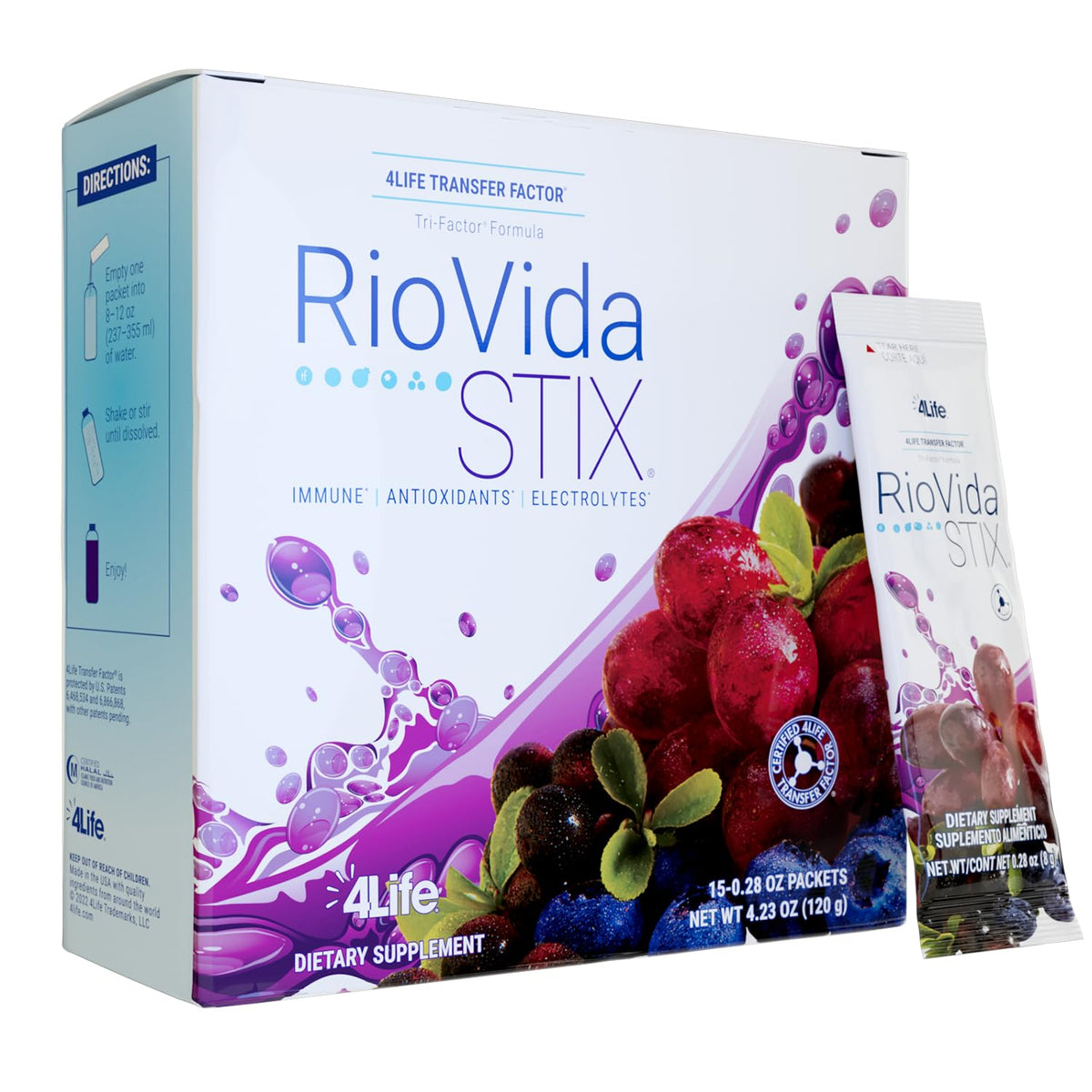 4Life RioVida Stix stick pack with elderberry for on-the-go immune support
