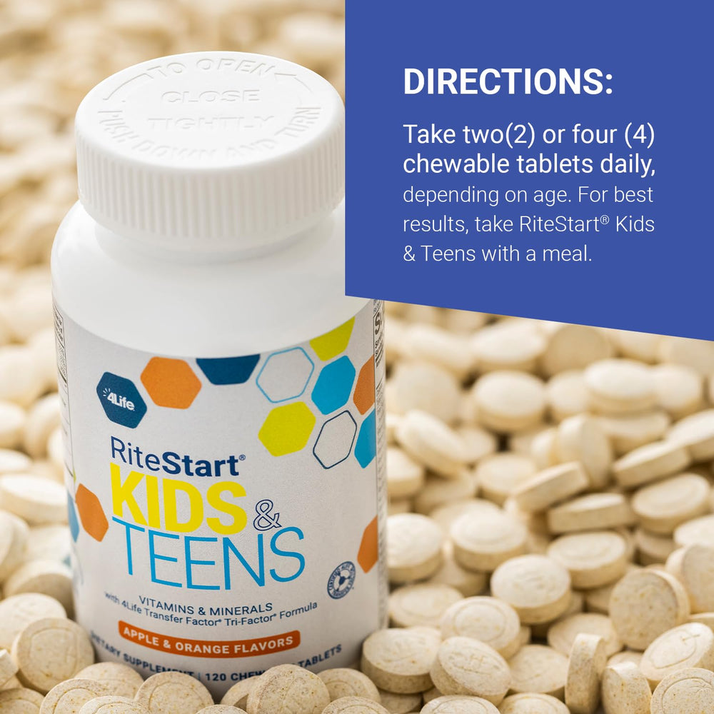 4Life RiteStart Kids bottle dispensing; clear serving sizes for vitamins and minerals