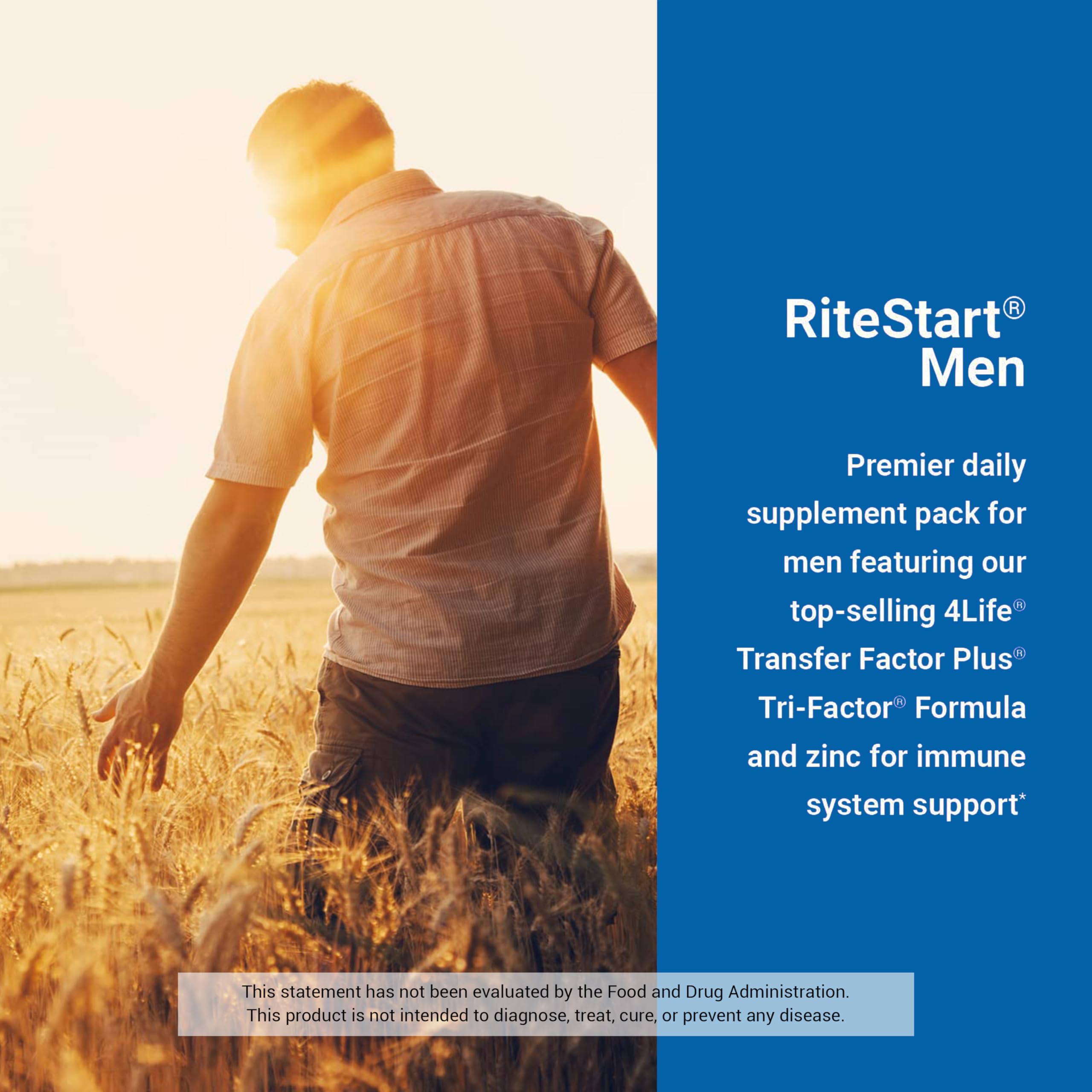 4Life RiteStart Men transfer factor graphic illustrating immune education concept.