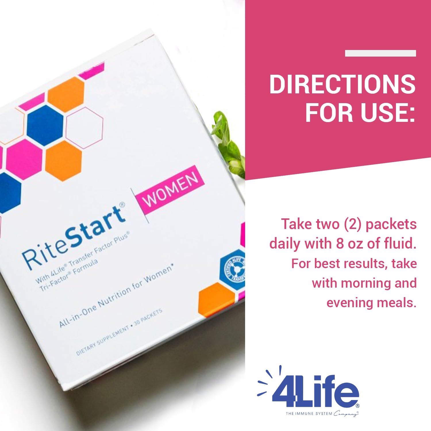 4Life RiteStart Women label closeup highlights biotin, iron, and selenium.