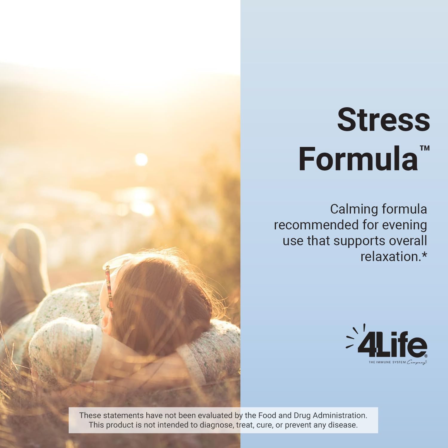 4Life Stress Formula pour bottle captures convenient daily use for calm focus
