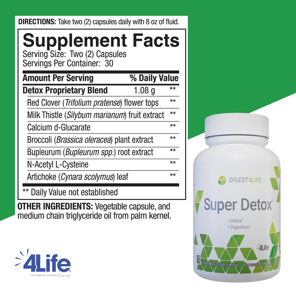 4Life Super Detox label highlights the formula for detox support and liver health.