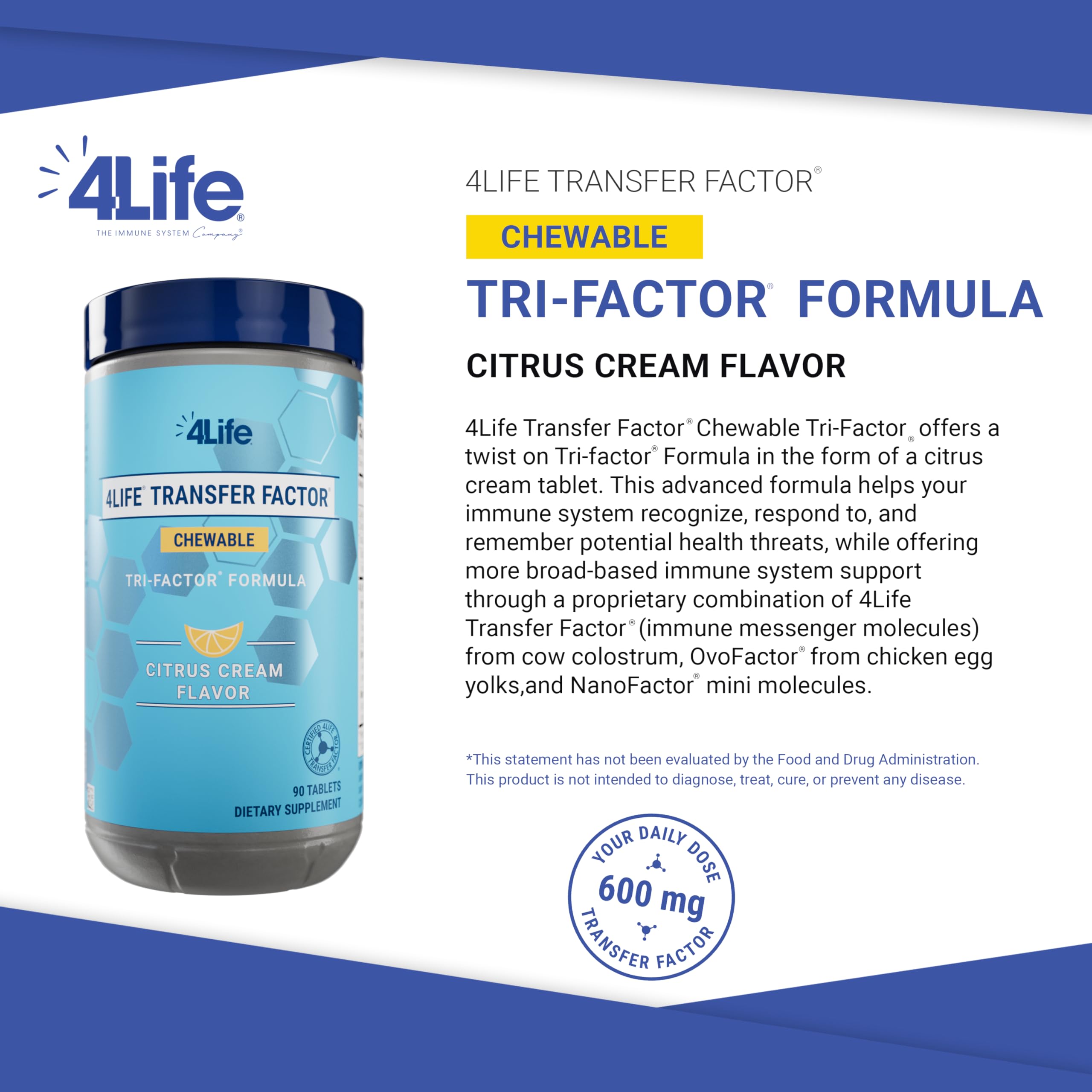 4Life Transfer Factor Tri-Factor tablets arranged in blister pack for on-the-go immune support