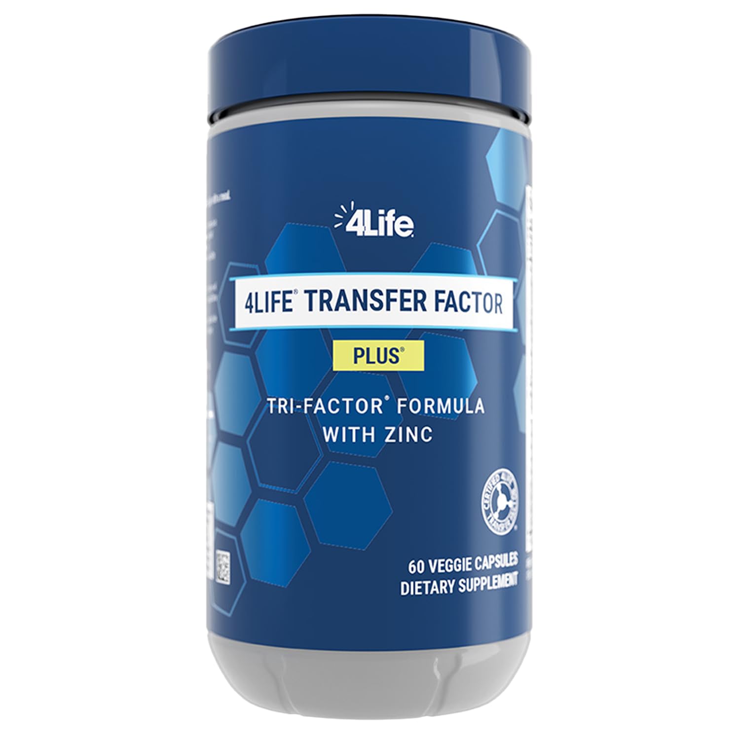 4Life Transfer Factor Plus Zinc bottle with capsules supports daily immune balance.