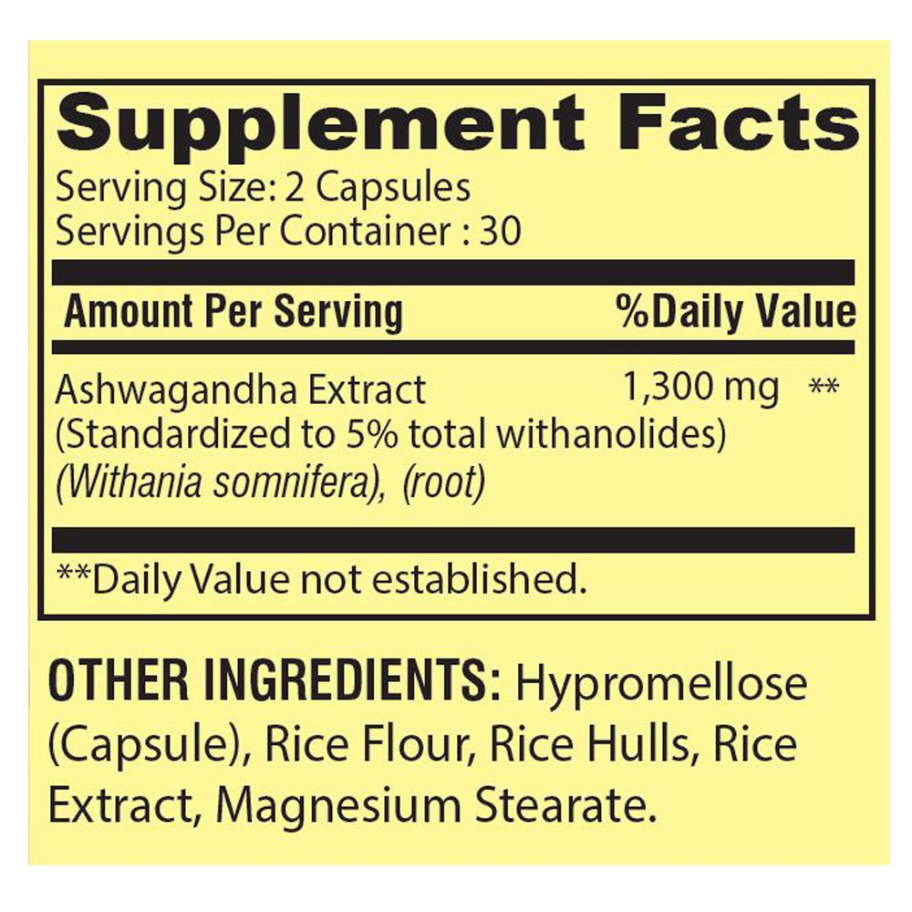 4 TOP CARE H4U Ashwagandha capsule back view with ingredient details.