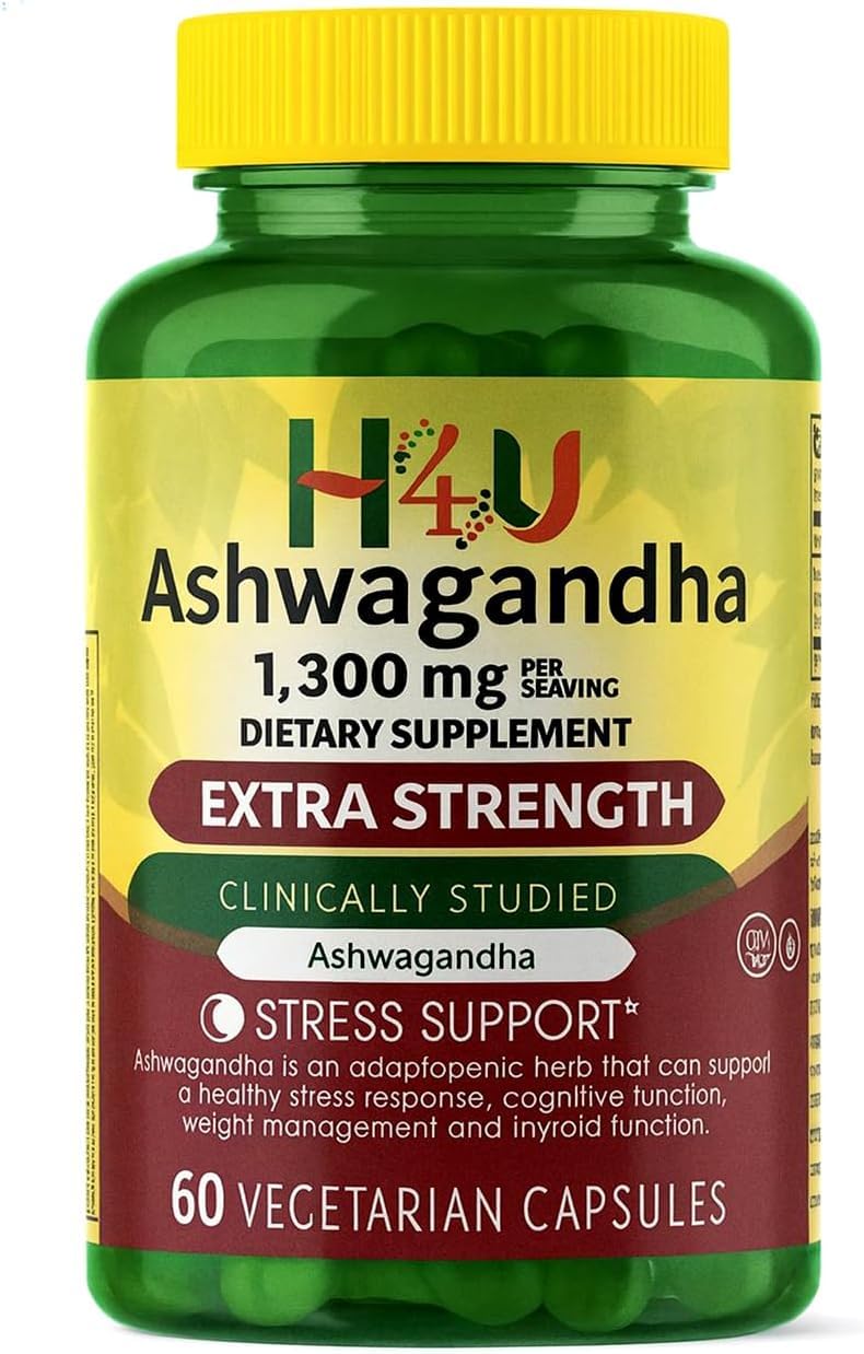 4 TOP CARE H4U Ashwagandha capsule front view promotes stress support and daily resilience.