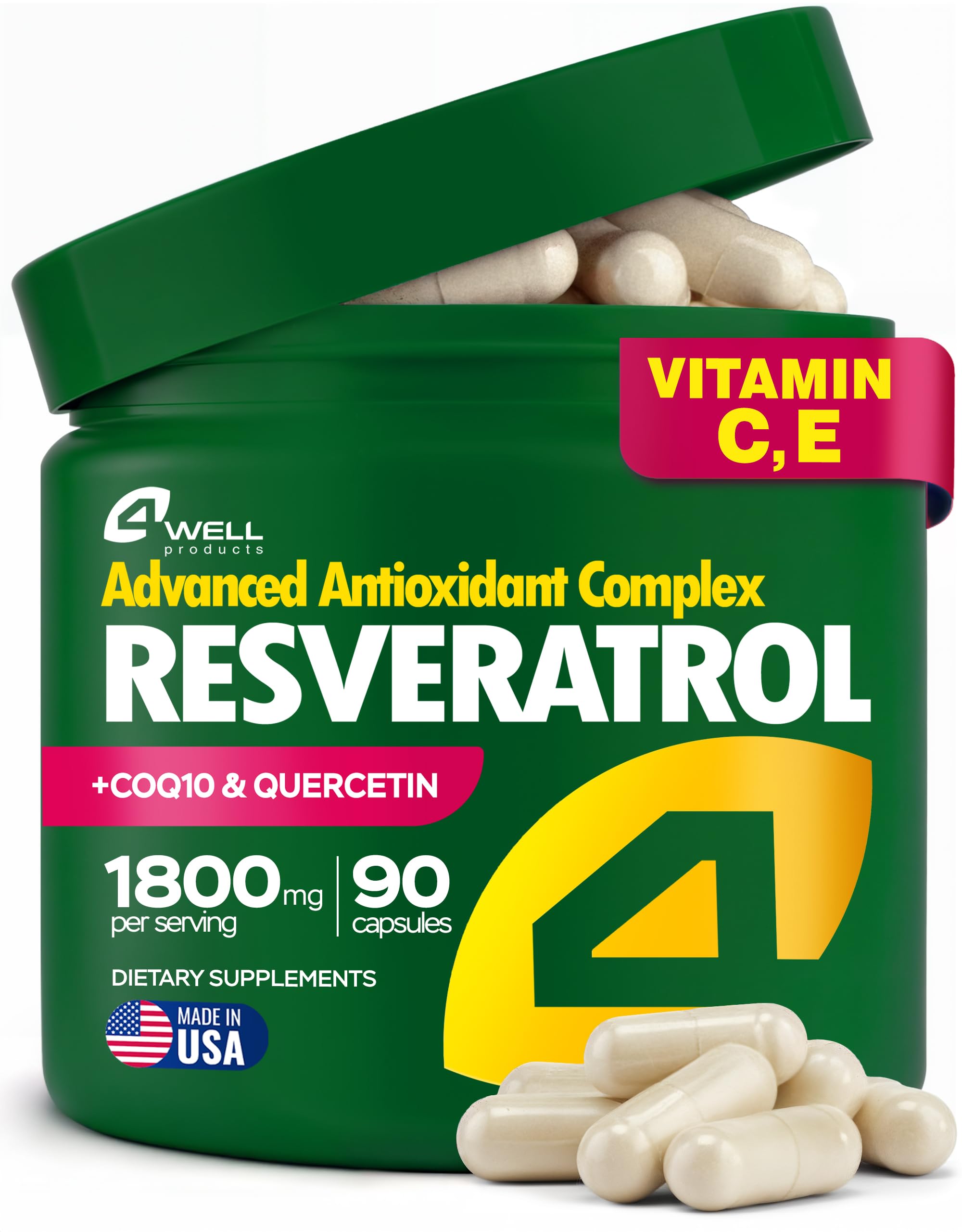 4Well Resveratrol bottle for daily antioxidant support