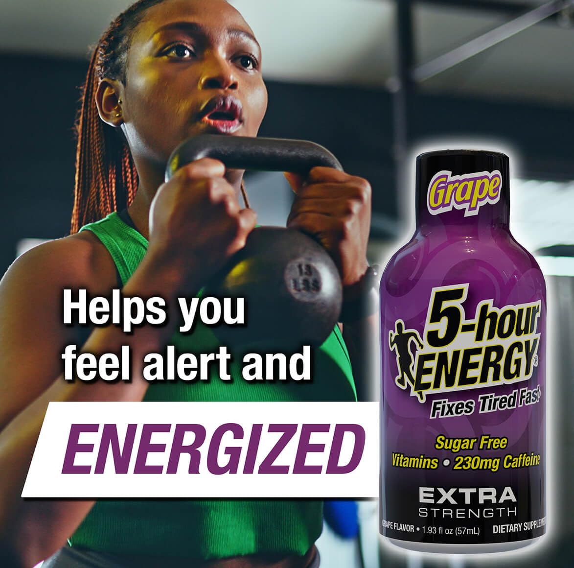 5-hour ENERGY 30-count packaging highlights convenient, calorie-free energy