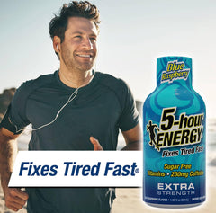 5-hour ENERGY Blue Raspberry Shot label detail signals essential B vitamins