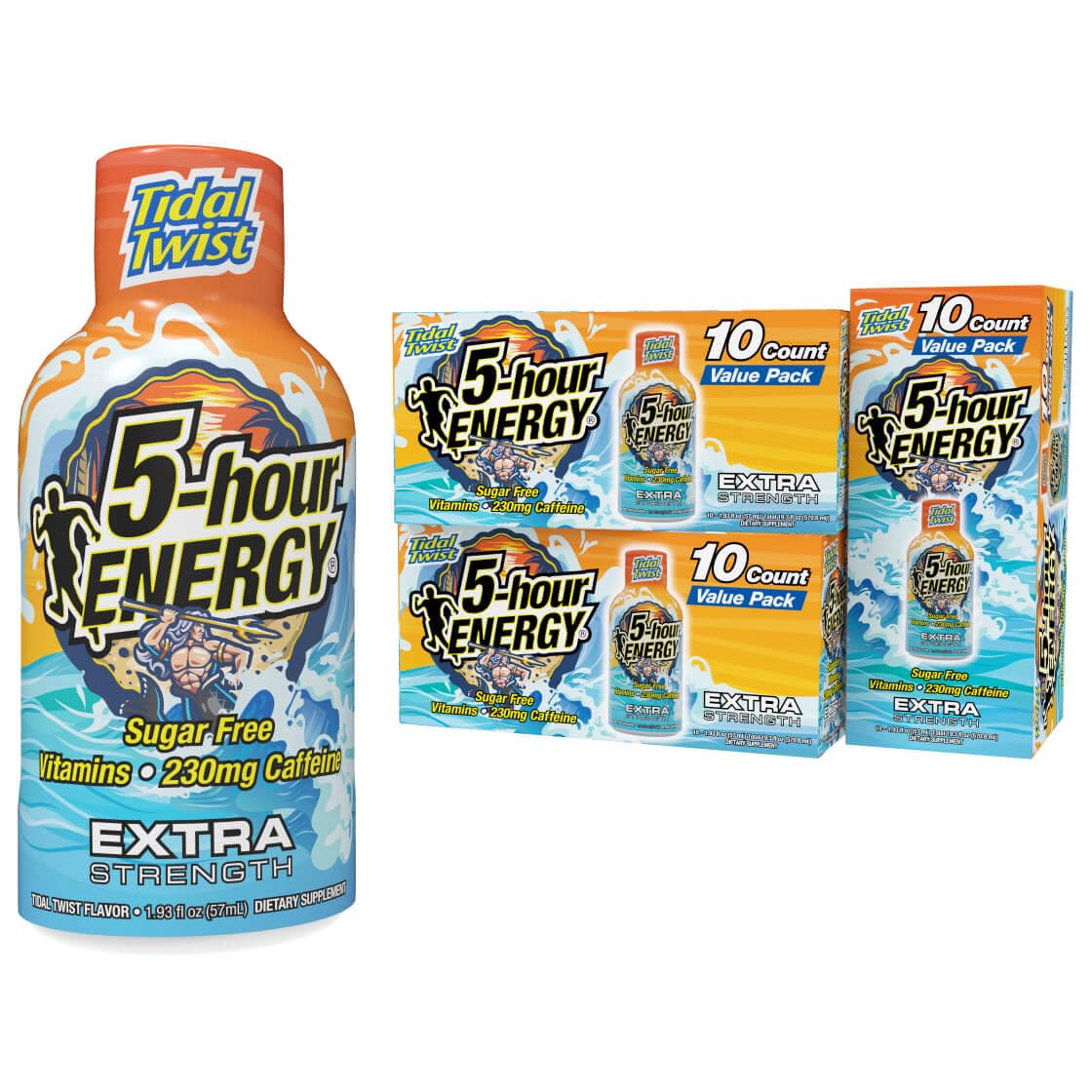 5-hour ENERGY Extra Strength Tidal Twist bottle front for on-the-go mornings.