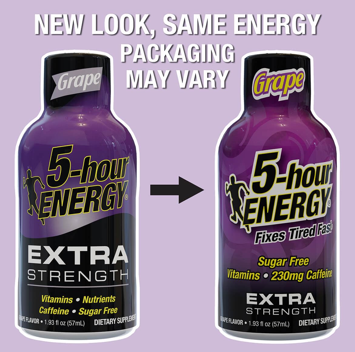 5-hour ENERGY grape flavor close-up emphasizes taste and sugar-free option