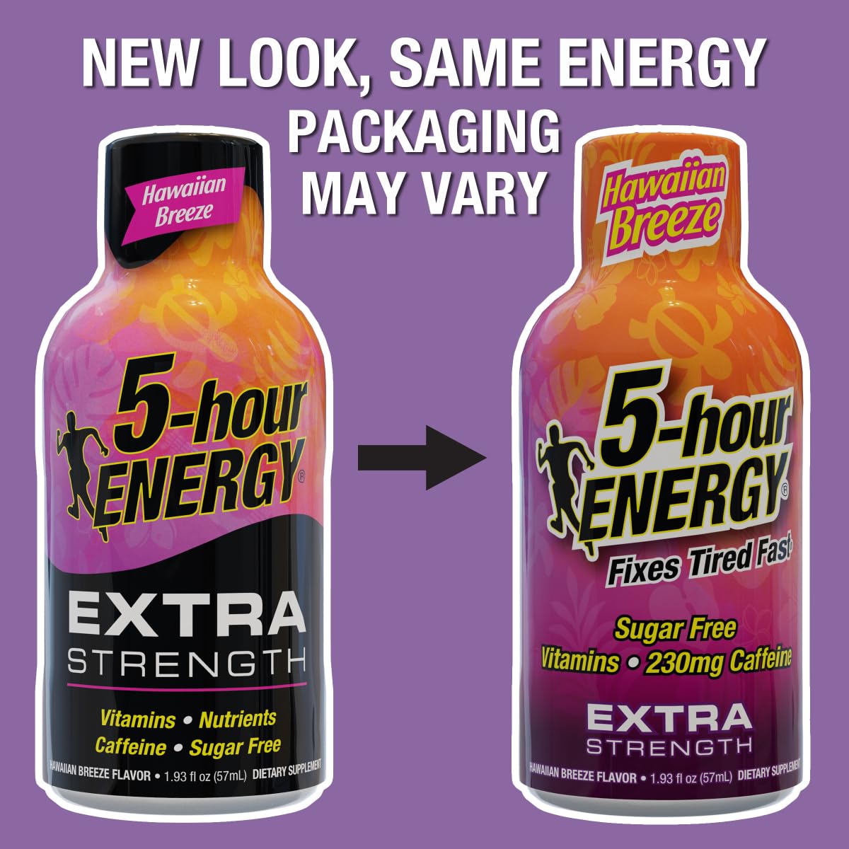 5-hour ENERGY Hawaiian Breeze ingredients visual highlighting B-vitamins and amino acids