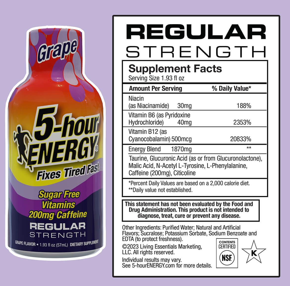 5-hour ENERGY regular strength bottle pour capturing quick caffeine boost