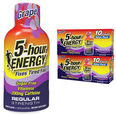 5-hour ENERGY regular strength pack shot showing zero sugar convenience