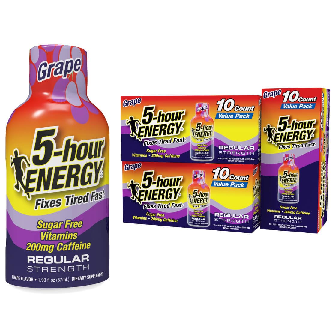 5-hour ENERGY regular grape bottle for quick, zero-calorie energy on the go
