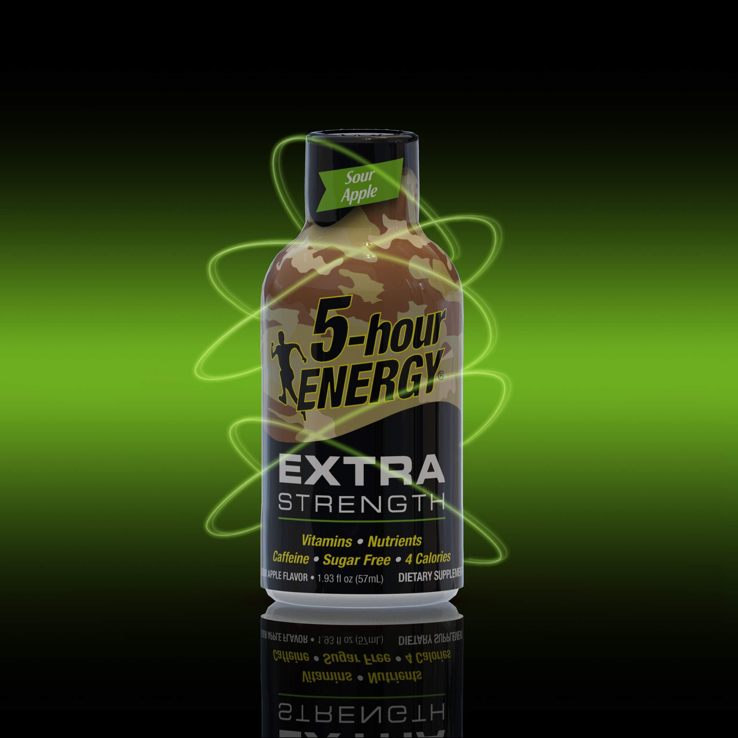 5-hour ENERGY Sour Apple Shot pour captured mid-use